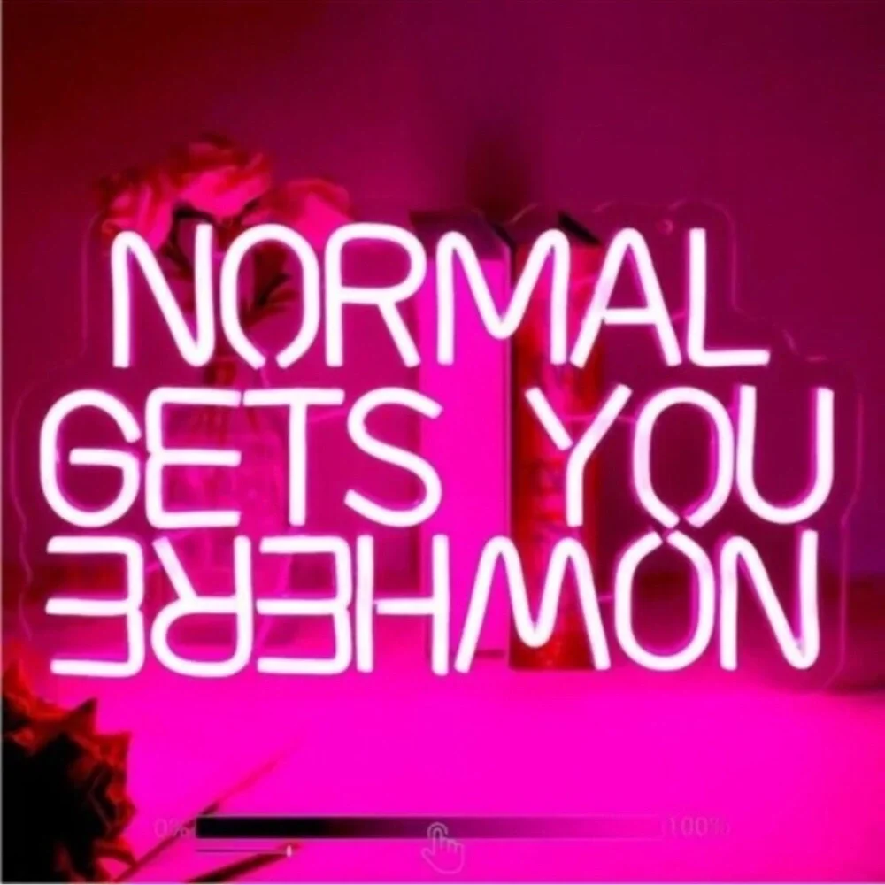 NORMAL GETS YOU NOWHERE Red Neon Light LED Wall Indoor Outdoor Room Cute Decor - Picture 2 of 5
